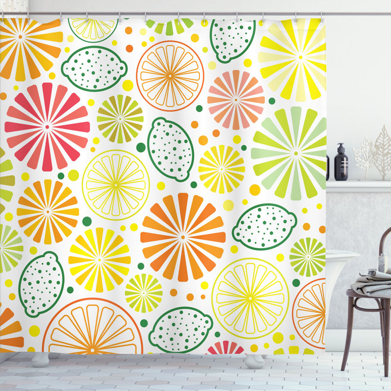 Dakota Fields Lemons Shower Curtain Tropical Clementine Multicolor, 70"H x 69"W