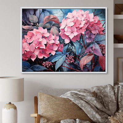 Rose, hibiscus tropical, élégance III - hortensia, art mural