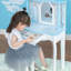 Teamson Kids Dreamland Castle 2 pièces Table de coiffeuse et tabouret avec miroir et accessoires pour poupée-107375230