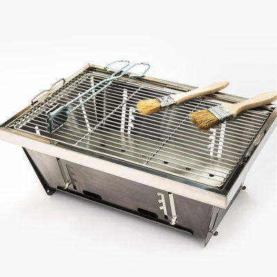 Barbecue d'extérieur au charbon de bois avec fonction portative - Rouille - Barbecue en acier pliable pour le plaisir