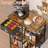 5-Layer Staggered Coffee Bar With Storage Drawer - Space-Efficient Farmhouse Stand For Kitchens - Waterproof Microwave Shelf & Bakers Rack Organizer
