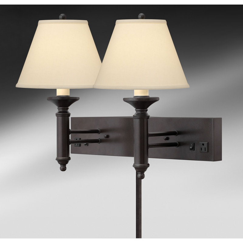 Hammertone Bronze Plug-in Armed Sconce