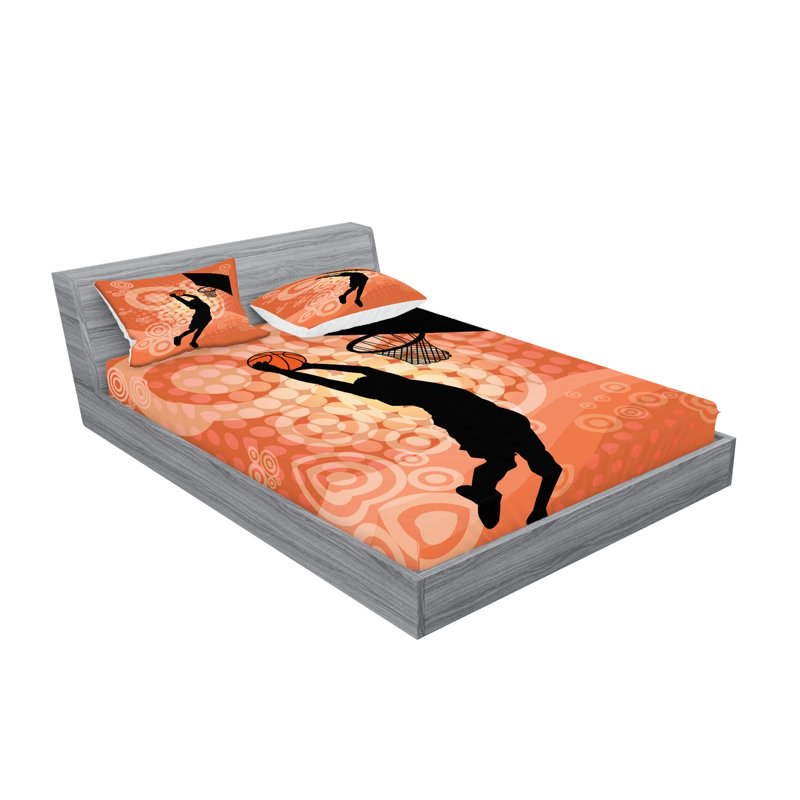 Drap-housse et taie décorative orange pâle Ambesonne, Ensemble de draps pour grand lit + 4 taies d'oreil