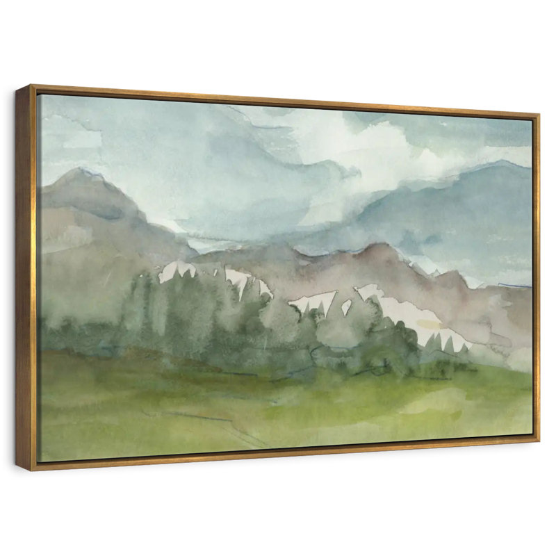 Plein Air Mountain View I, 46 po x 31 po, Cadre flottant doré