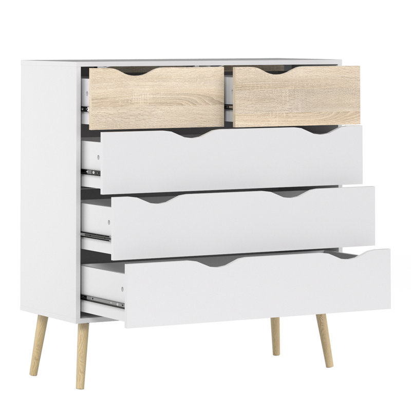 Litzy 98.7cm W 5 - Drawer Chest of Drawers, White/Oak