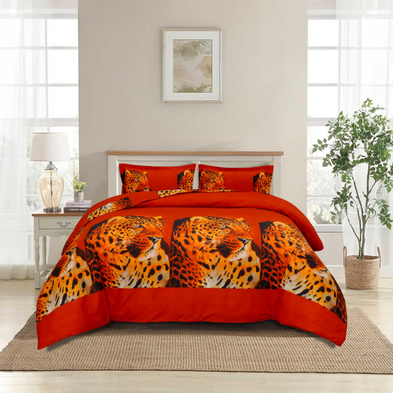 Contemporary 3D Printed Duvet Set with Pillowcases for Bedroom Decor, King