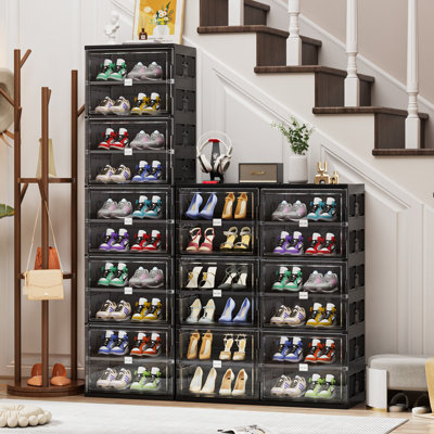 6 boîtes de rangement de rangement à chaussures 6 niveaux avec porte magnétique