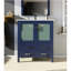 Meuble-lavabo bleu marine 30 po X P 18,25 po D, plateau en céramique blanche, ensemble de robinet et Miroir-743239047