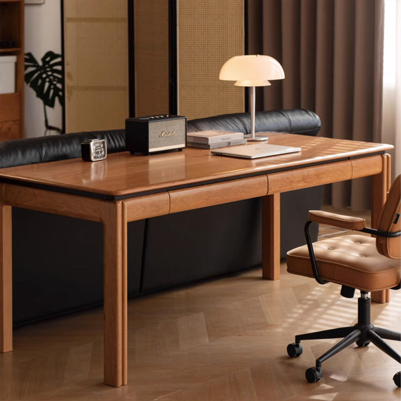 Bureau rectangulaire en bois massif brun noisette, H 29,53 po x l 62,99 po x P 27,56 po