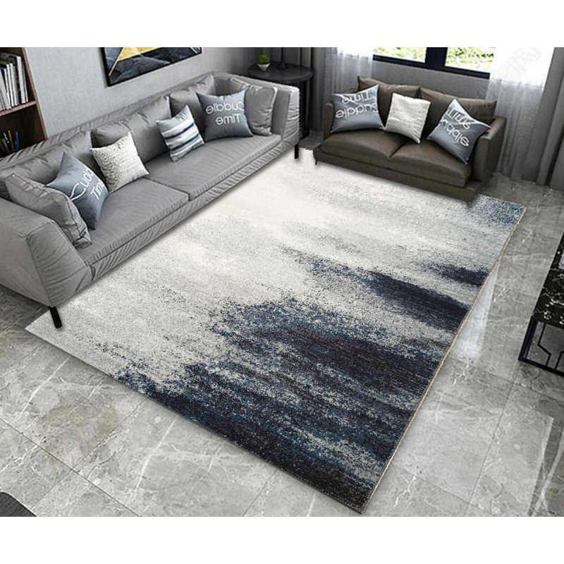 Tapis noir / blanc intérieur / extérieur, Rectangle 5 pi x 7 pi