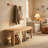 Solid Oak Wood Dining Bench, Natural Finish, Thick Sturdy Build, Non-Slip Foot Pads for Entryway-1185603885-1185603857