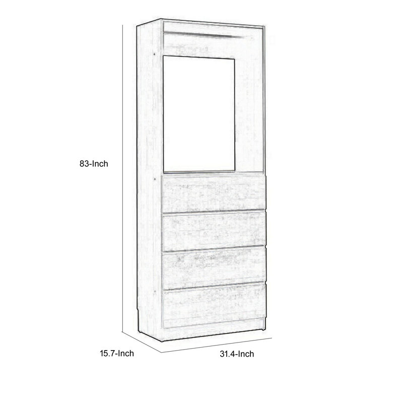Dee Modular Closet System, 1 Metal Hanging Rod And 4 Drawers, Brown/Black