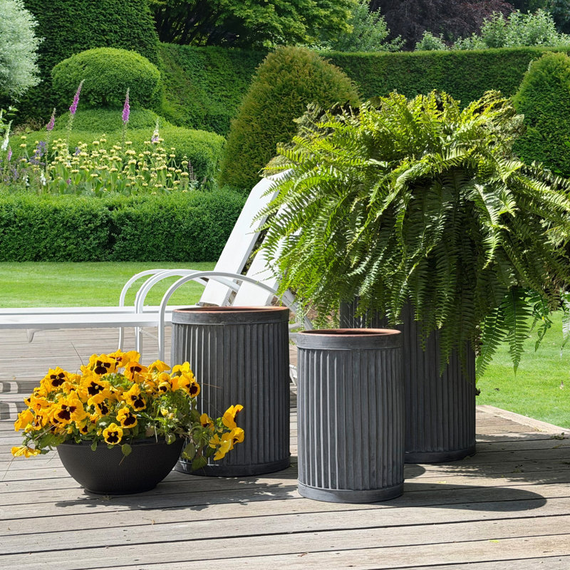 Randolph Vertically Ribbed Drum Planters