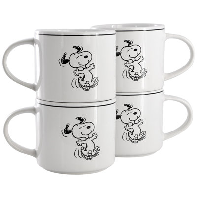 Ensemble de grandes tasses en grès 4 pièces 16 oz Peanuts Best Day Ever