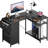 47 inch L-Shaped Computer Desk With Storage Bag & 3 Fabric Drawers, Modern Home Office Corner Desk With Storage Shelves, Space-Saving Workstation For Bedroom, Study & Small Spaces,Black-1269033474