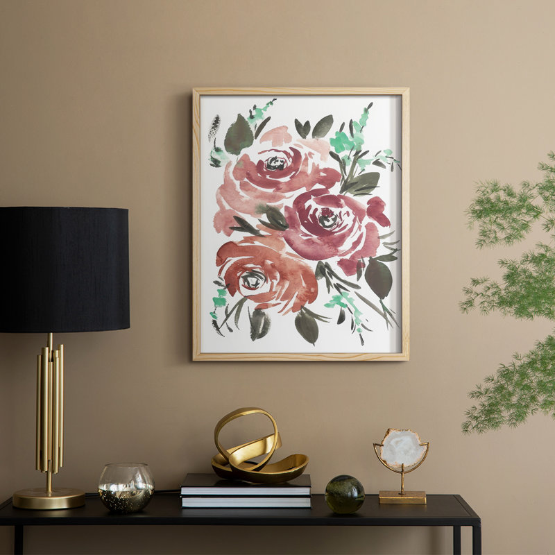 «Lovely Roses I», reproduction encadrée - bois massif, H 11 po x l 9 po, Naturel