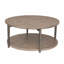 Table basse Jesy, plateau rond de 43 pouces avec tablette inférieure, brun naturel