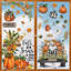 55 pièces d'autocollant d'autocollant de fenêtre d'automne, feuilles d'automne de récolte de citrouille camion de citrouille