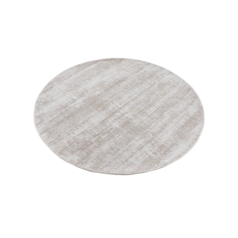 Ava Handmade Viscose Silky Solid Soft Cream Rug, Round 160cm
