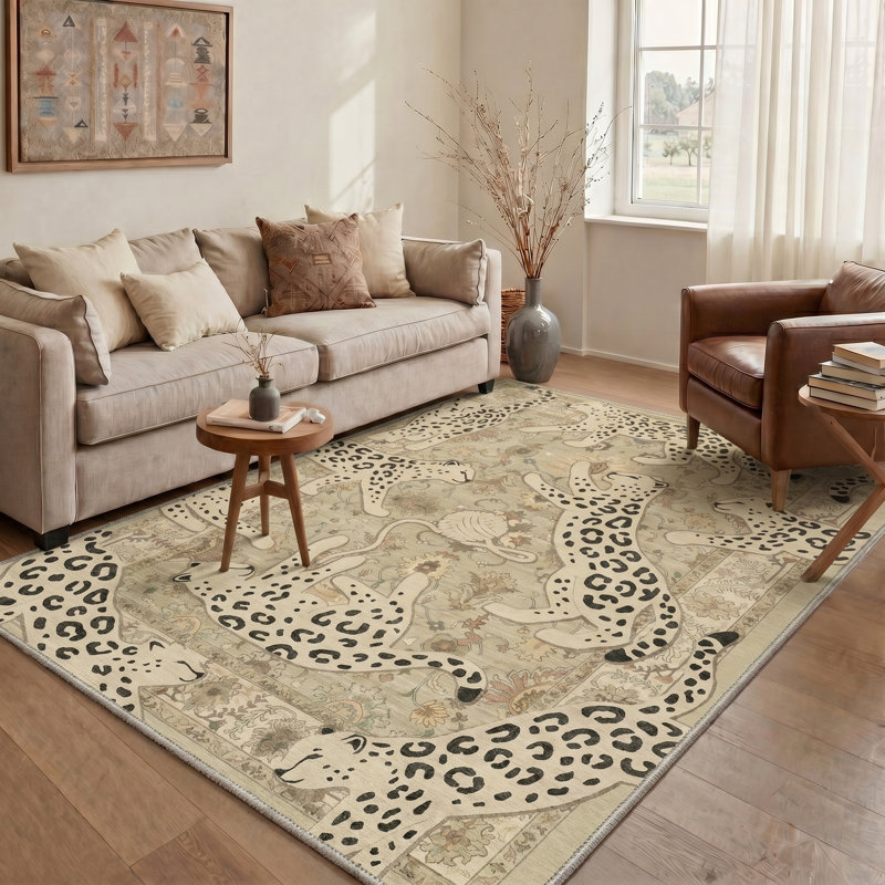 Tapis lavable à la machine Allandale, Rond 5 pi, Sand Beige