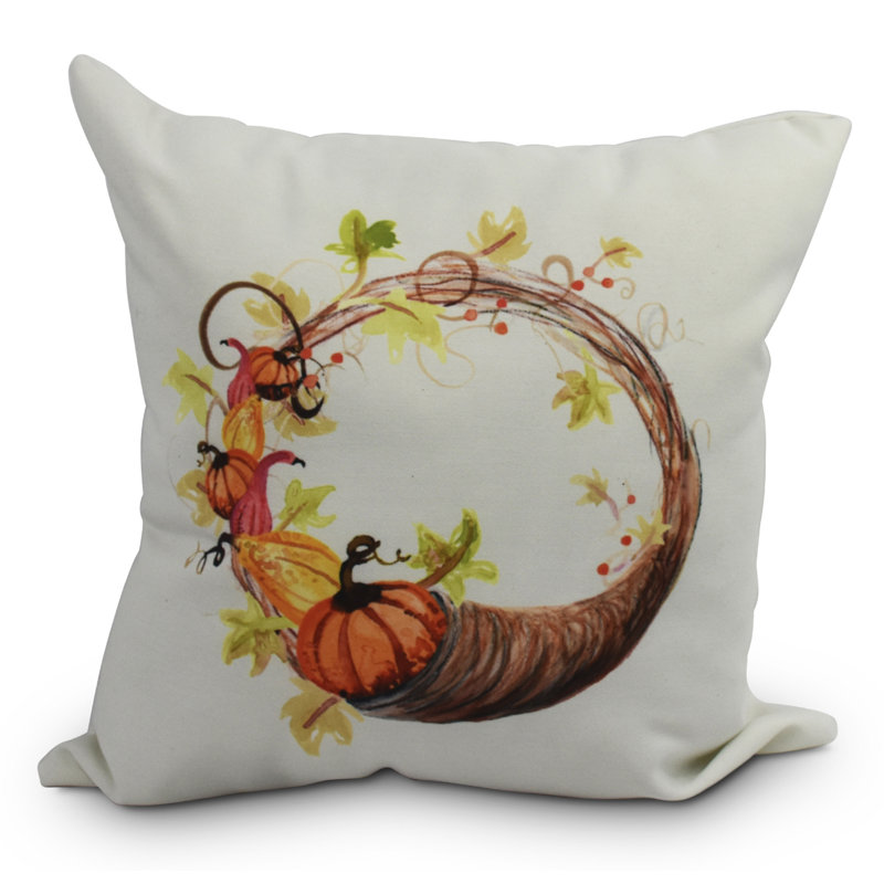 Harvest Outdoor Reversible Throw Pillow, 18" x 18", Cream