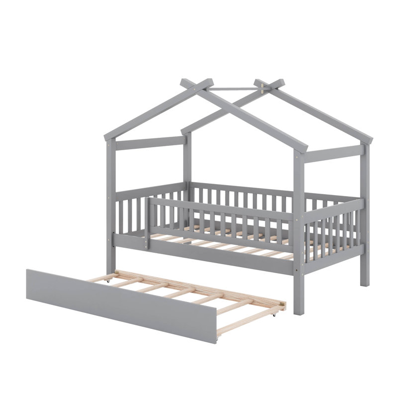 Lit gigogne en bois, Lit simple, Grey/Oak