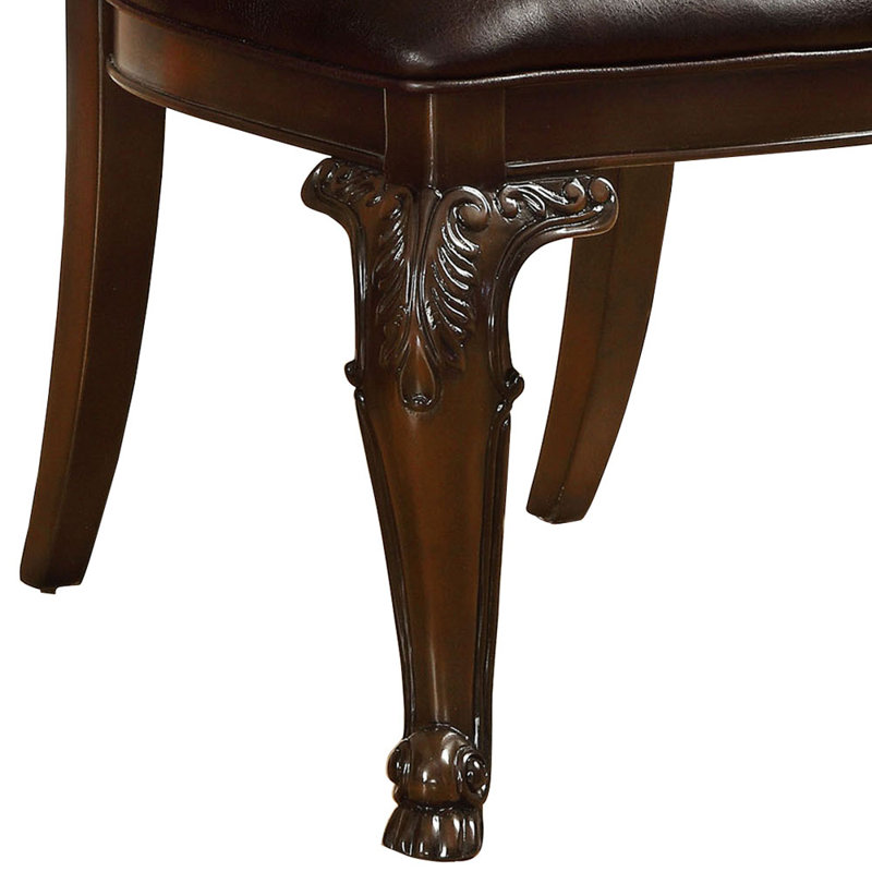 Chaise d'appoint à dossier échelle en cuir brun Rolanda