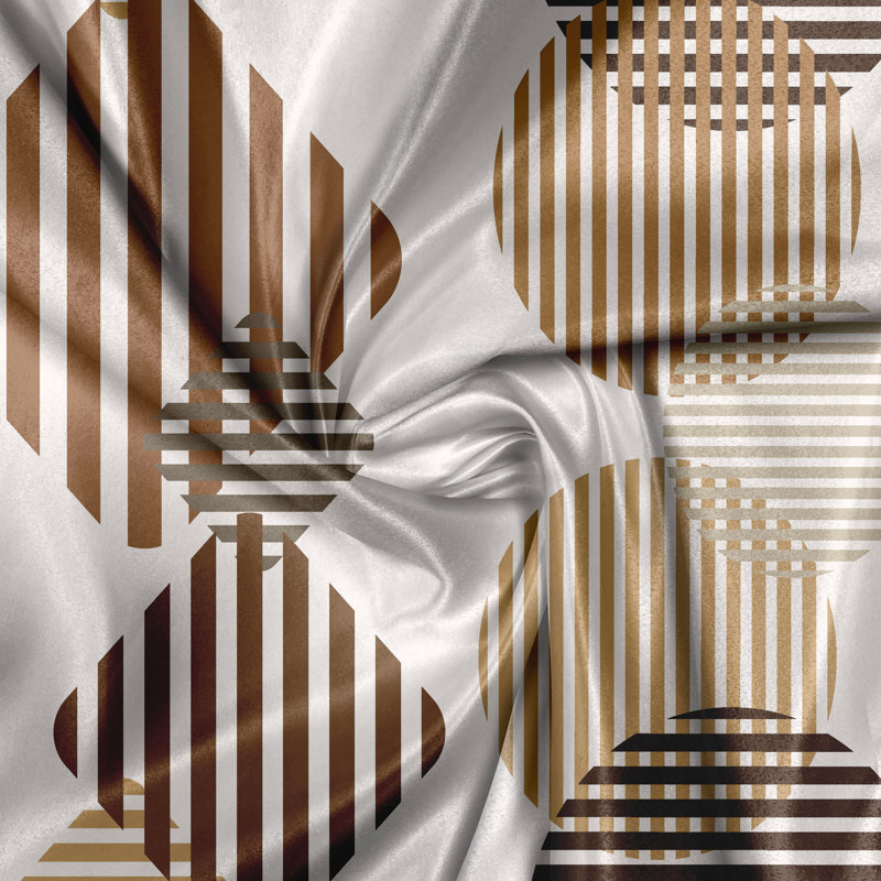 Rustic curtain, earthy striped squares, geometric, chocolate brown white gray