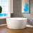 59" Freestanding Acrylic Round White Double Bathtub With Integrated Seat, Non-Slip Design-101055375