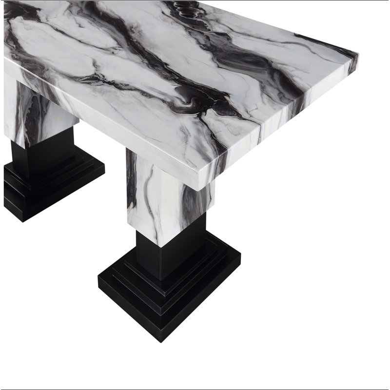 STACEY ZEBRA WHITE/BLACK DINING TABLE, Multicolor