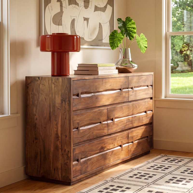 Commode en bois massif 6 tiroirs Broughton