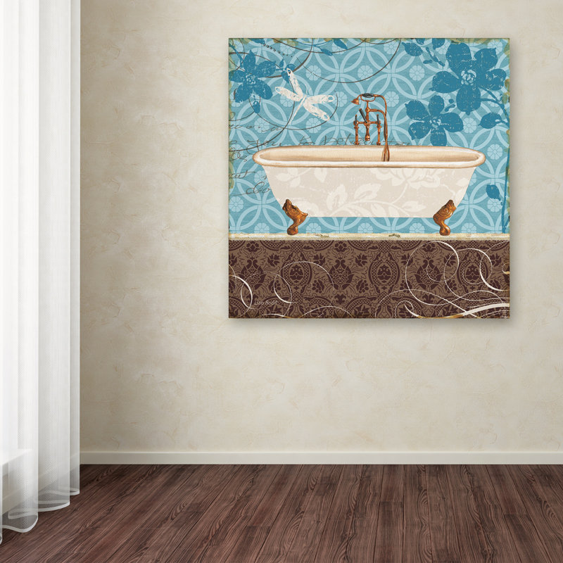 Eco Motif Bath II Blue and Brown Canvas Art