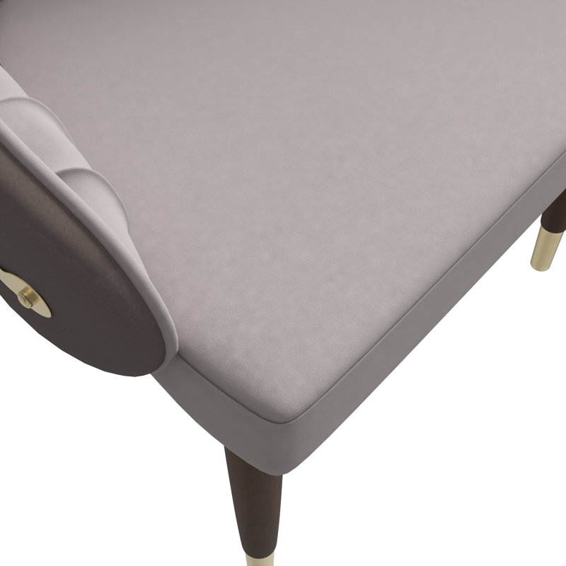 Chaise rembourrée en cuir avec structure et pieds en bois d'hévéa Simoneau Simoneau Collection Simoneau, Taupe