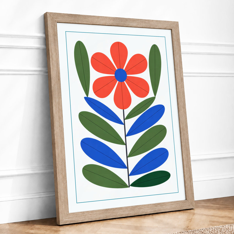 Graphic Daisy Botanical - Framed Print, A4 - 29.7 x 21.0 cm, Oak
