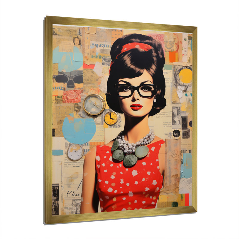 Mid Century Retro Rhythms III - reproduction d'art sur toile, H 32 po x l 16 po x P 1 po, Encadrement doré