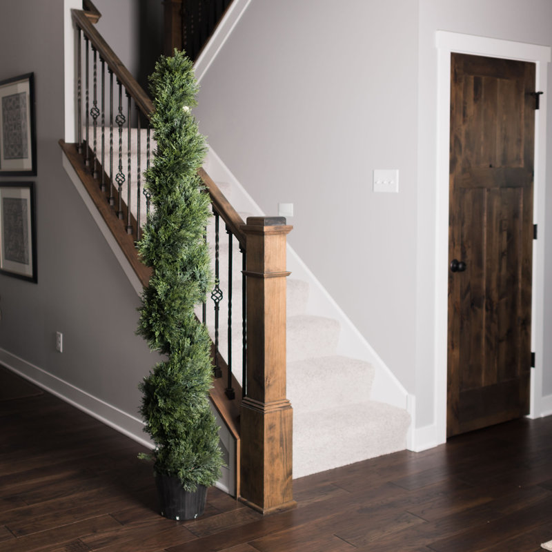 Artificial Potted Green Cedar Spiral Tree, 72" H x 16" W x 16" D