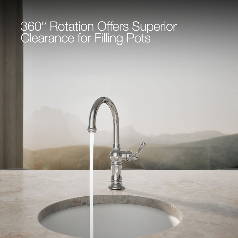 Artifacts® Single-Hole Bar Faucet with Supply Lines, Polished Chrome
