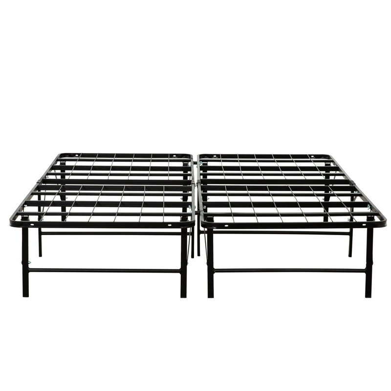 Structure de lit en métal pour lit très grand, construction, support de matelas, noir, beaucoup de rangement, cadre de taille de base requis pour un assemblage simple, amélioration de la chambre à coucher, décoration noire