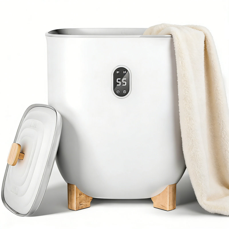 Chauffe-serviettes 25L blanc: 2 modes, arrêt automatique, écran plat, convient aux couvertures et aux robes, idéal pour les cadeaux