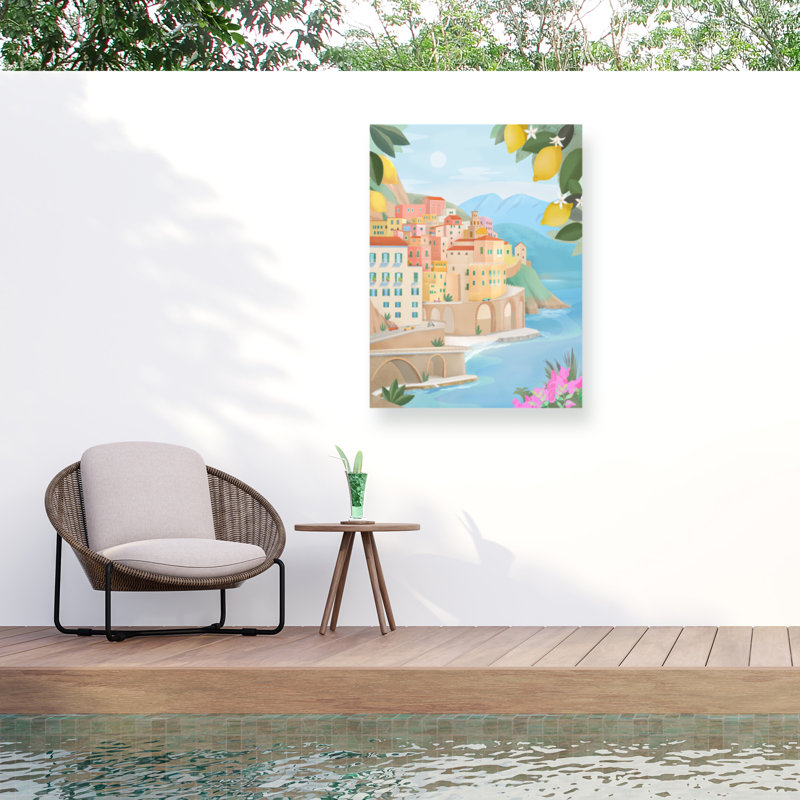 Toile d'extérieur Petra Lizde, côte d'Amalfi, Italie, H 35 po x l 47 po