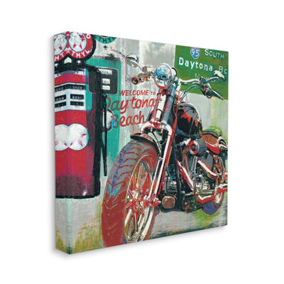 " Colorful Motorcycle Gas Station Pop Art Collage " by Ray Foster