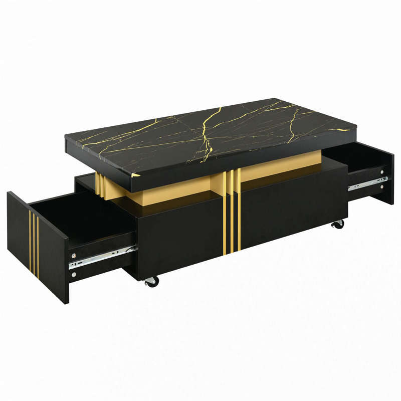 Table basse contemporaine avec roulettes, Noir