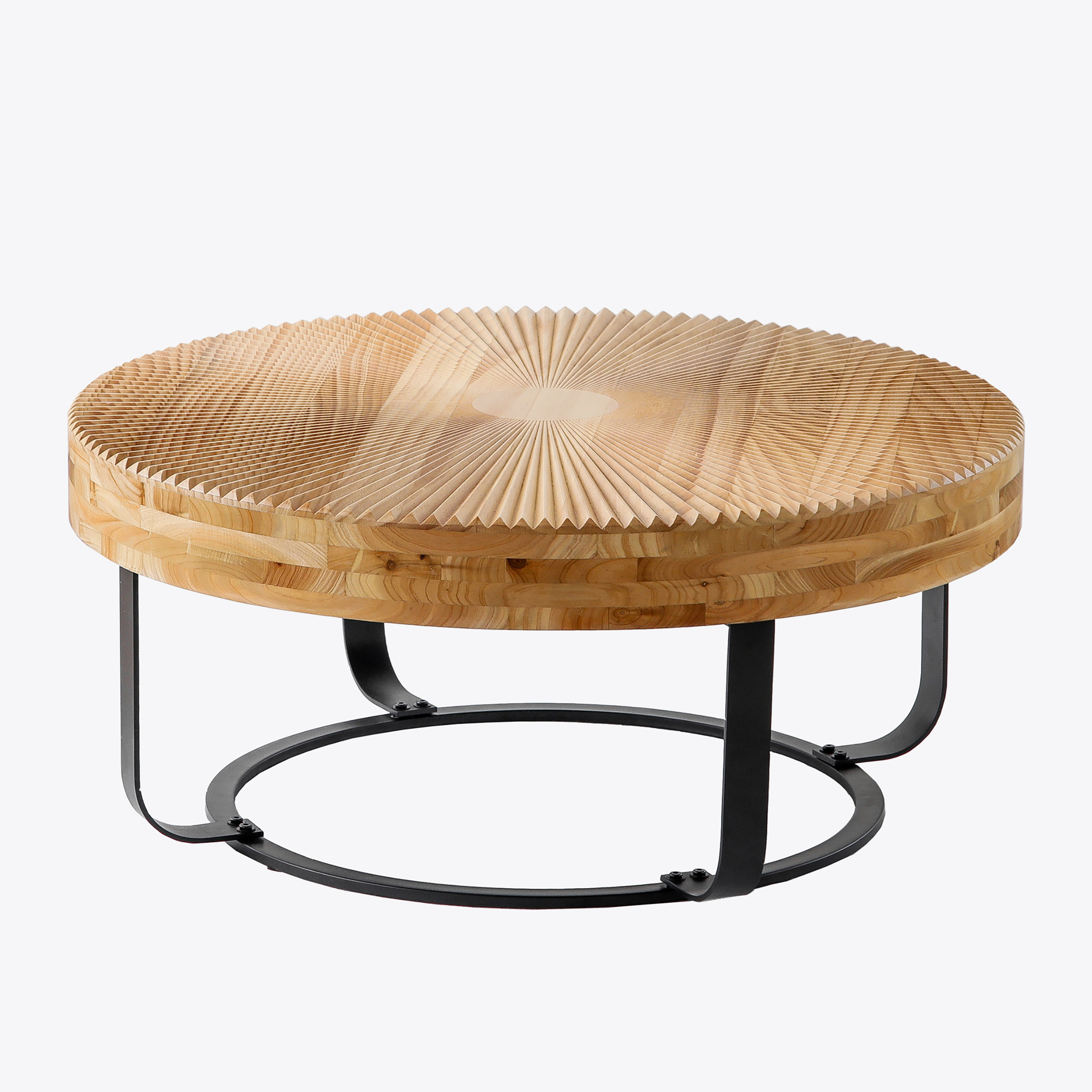 Red Barrel Studio® Modern Round Coffee Table Wooden Carving Pattern ...