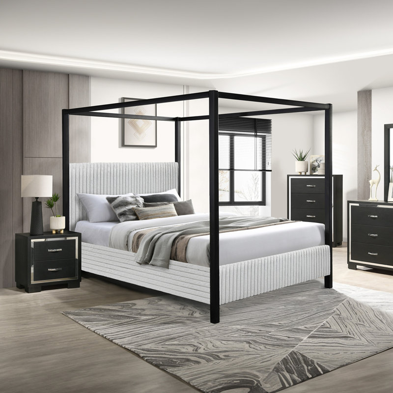 Tête de lit tapissier Modern, Gris clair, Grand lit