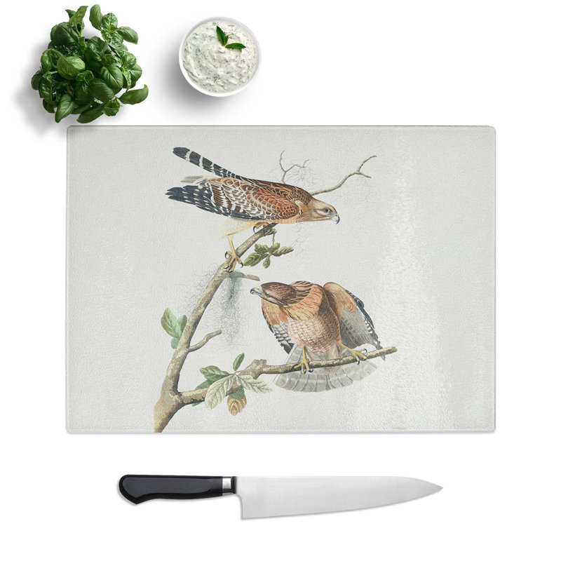 Tempered Glass Hawks by John James Audubon Chopping Board, 39 cm W x 28.5 cm L