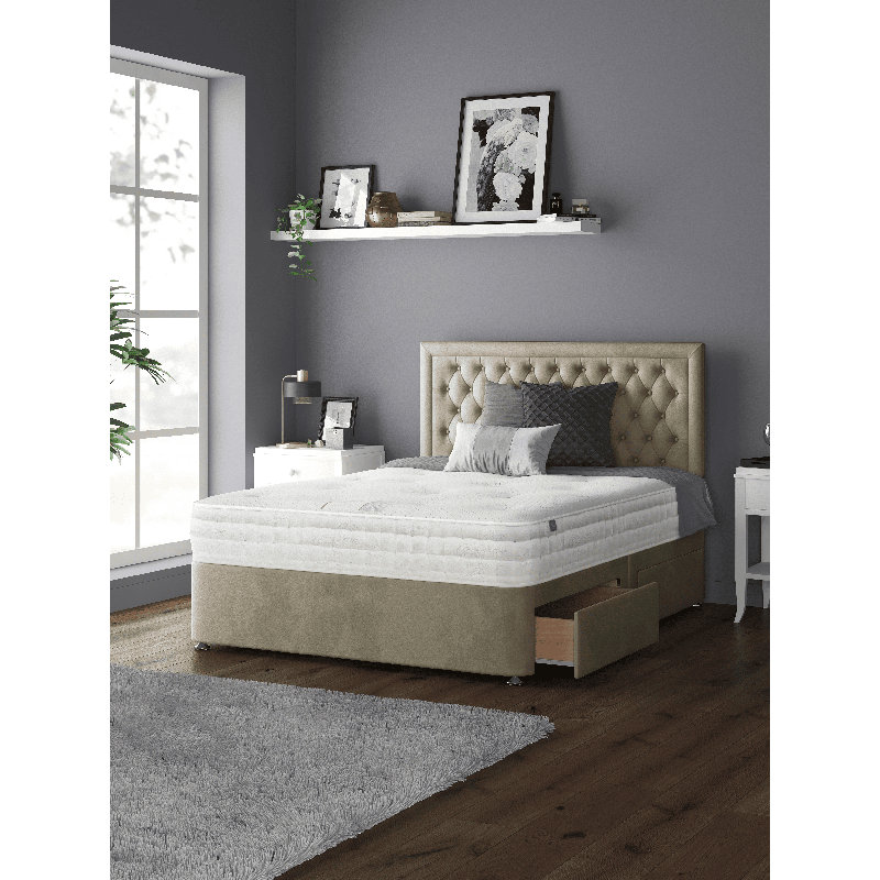 Urbank Divan Bed Base, Kingsize (5'), 2 Foot-end Drawers, Coffee
