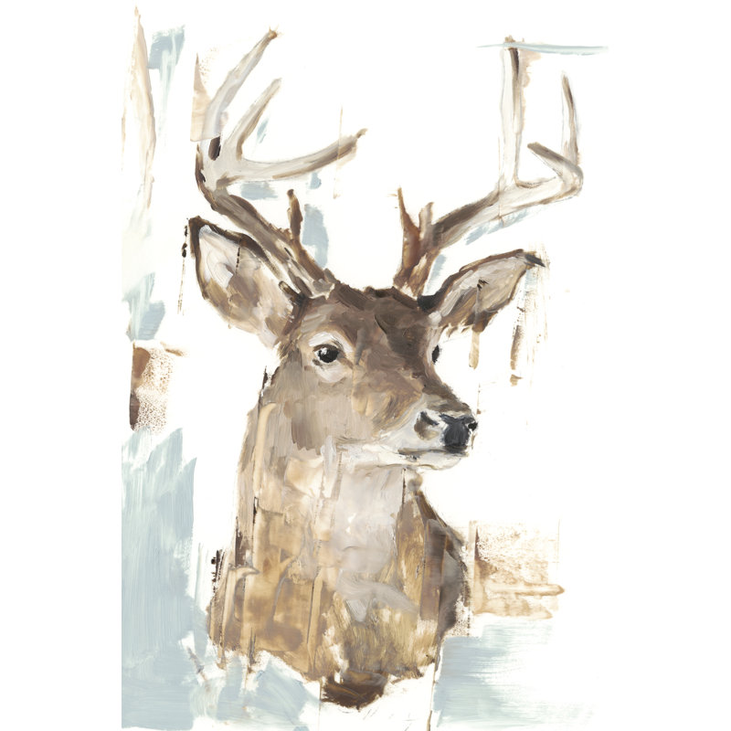«Modern Deer Mount I» par Ethan Harper - reproduction d'art sur toile, H 30 po x l 20 po, Toile tendue