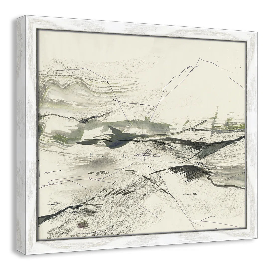 Green Sketches Print by PI Studio, No Mat, White Slim Picture Framed, 13" H x 15" W x 0.75" D