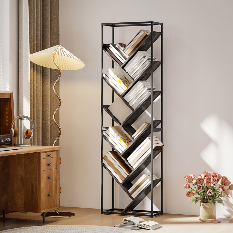 170cm H x 50cm W Metal Bookcase, Grey/Black