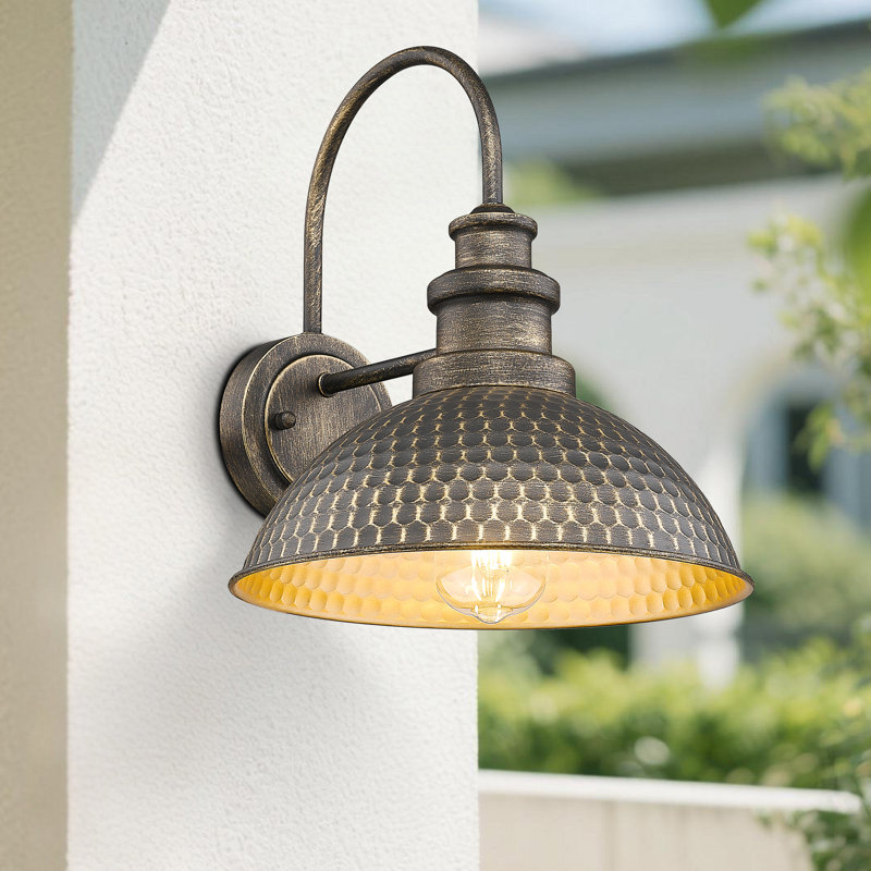 Outdoor Barn Light Fixture, 11.4 Inch Farmhouse Exterior Vintage Wall Mount Lighting, Anti-Rust Waterproof Industrial Outside Wall Sconces For House Porch Patio Garage Yard (Vintage Bronze, 1 Pack)